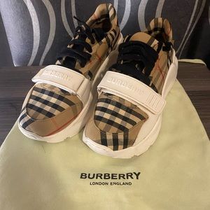 Vintage Check Cotton Sneakers Burberry Authentic